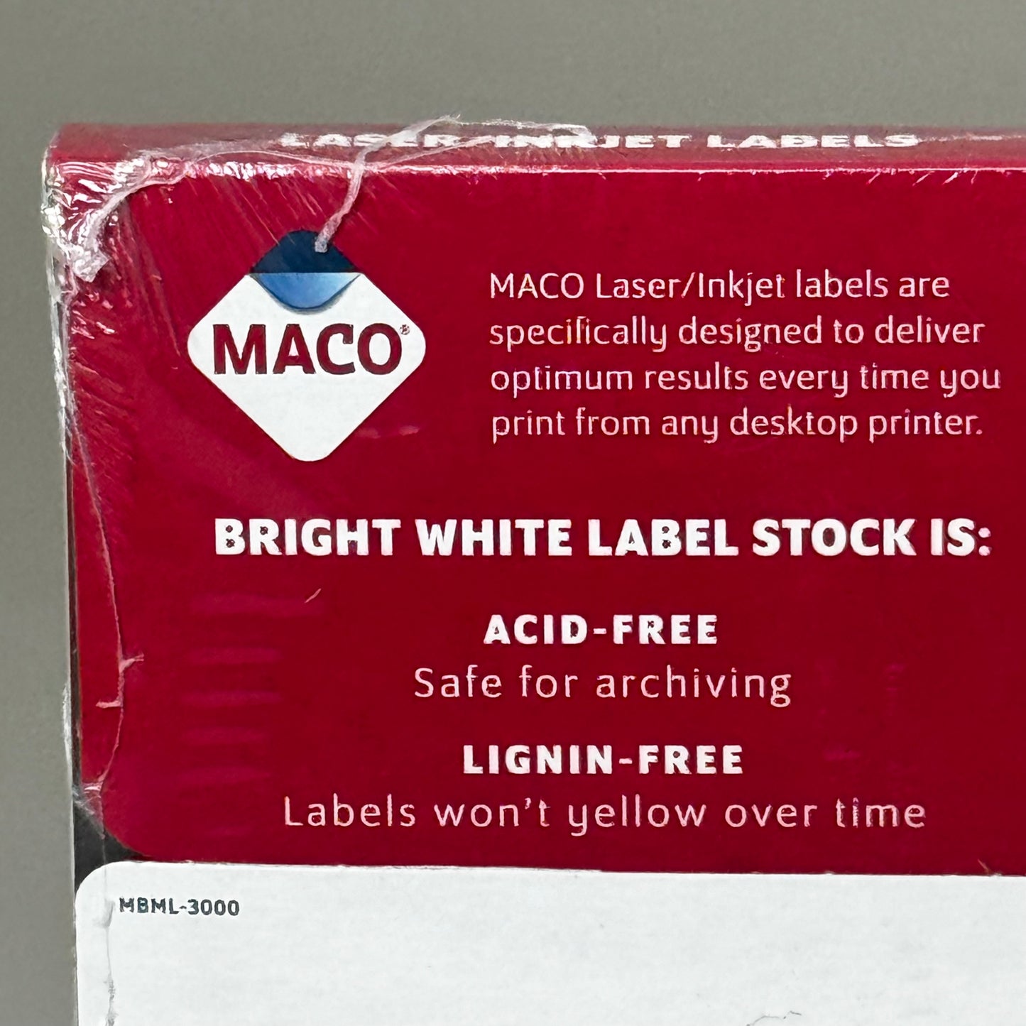 MACO (100 SHEET,3000 LABELS TOTAL) Jam-Free Laser/Inkjet Labels 1"x2 5/8" White