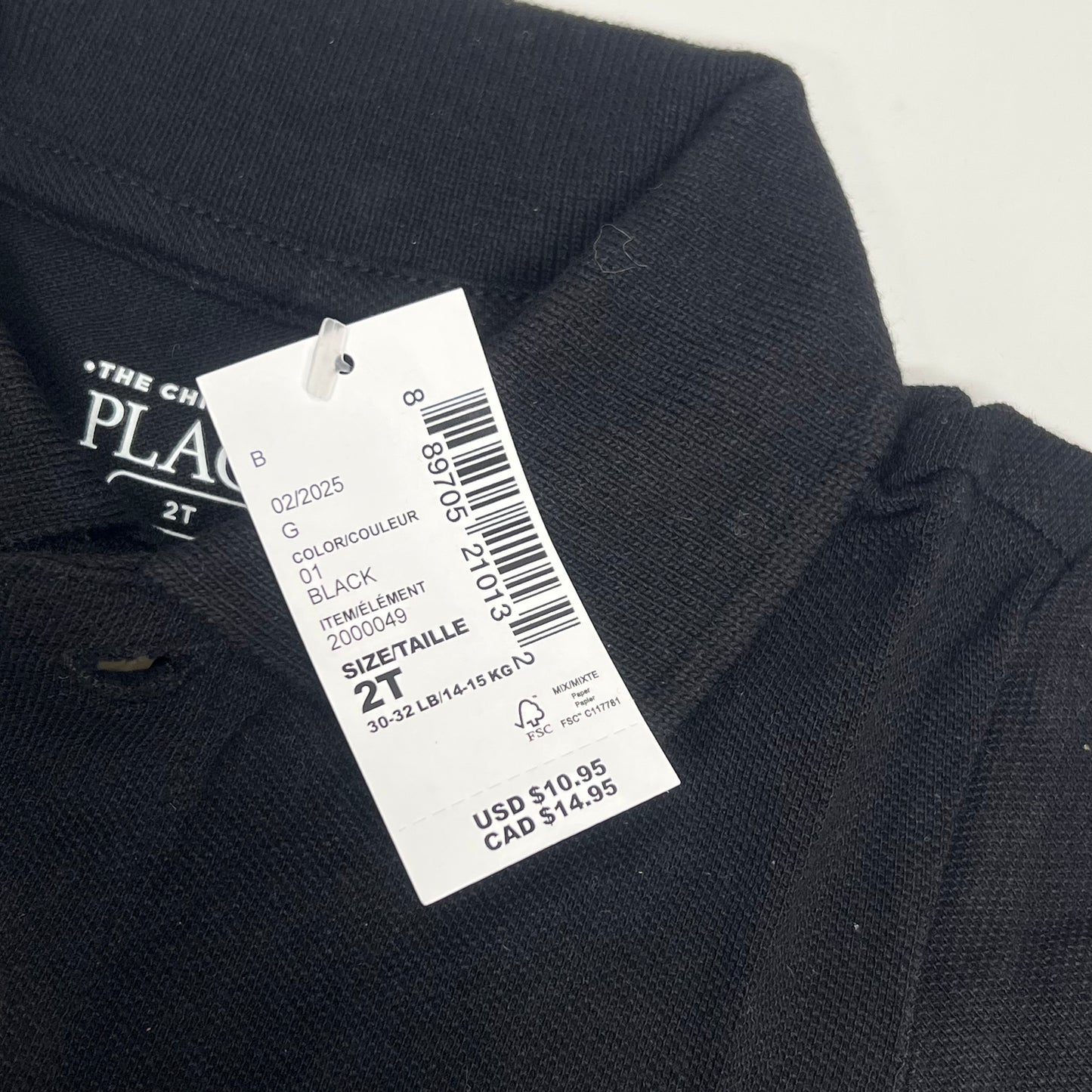 THE CHILDRENS PLACE (5 PACK) Uniform Soft Pique Polo Shirt Boy's sz 2T Black