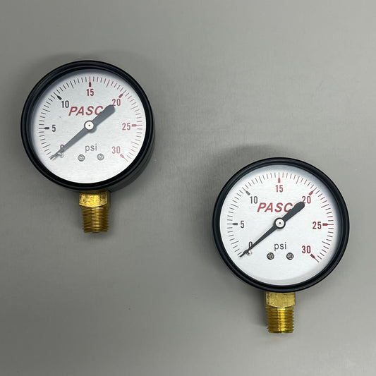 PASCO (2 PACK) General Purpose 2-1/2" Pressure Gauge 1/4" MPT Brass Connection 1739