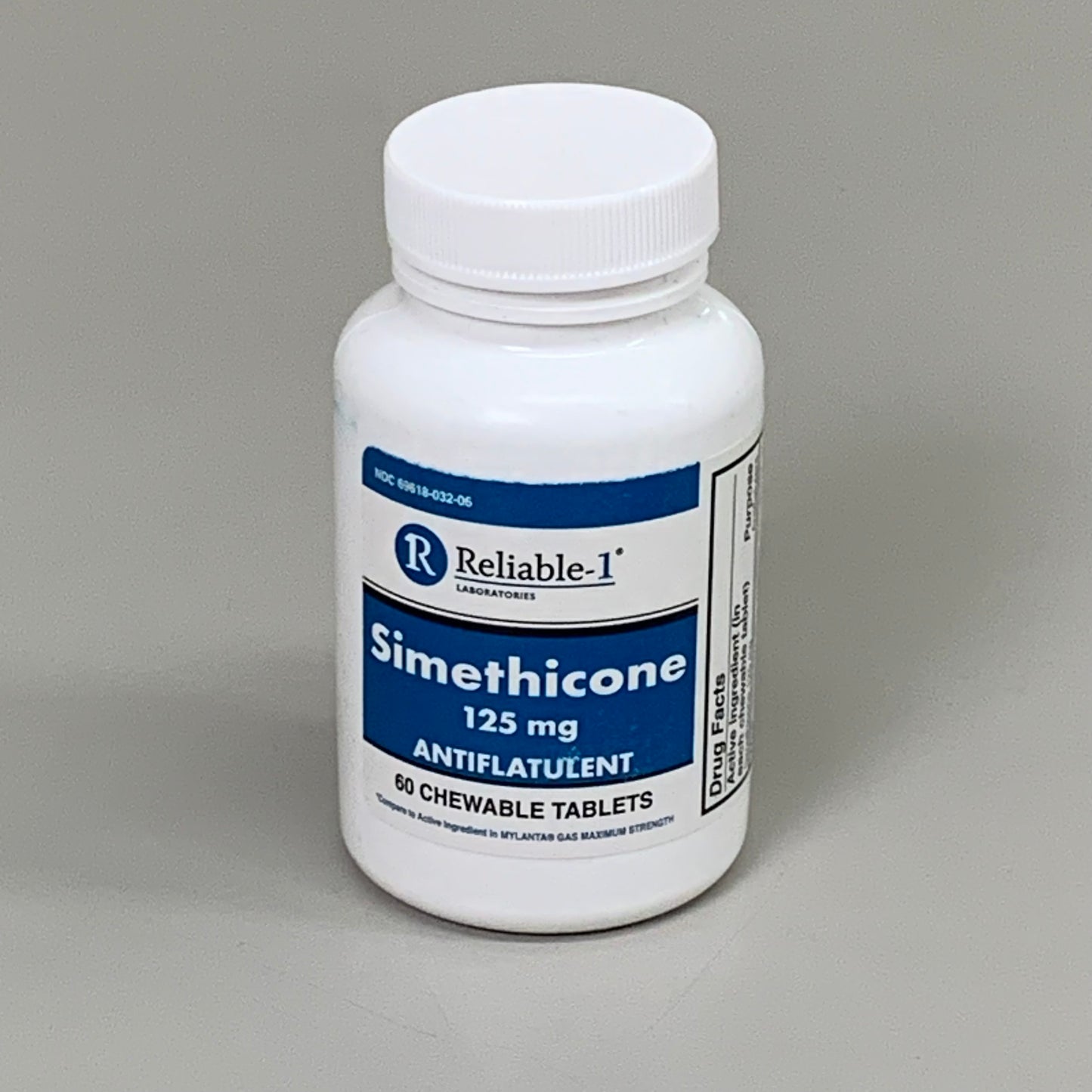 RELIABLE 1 (3 PACK!) Simethicone 125 MG Chew Tablets 60 Tablets 23G304 BB-07/2025