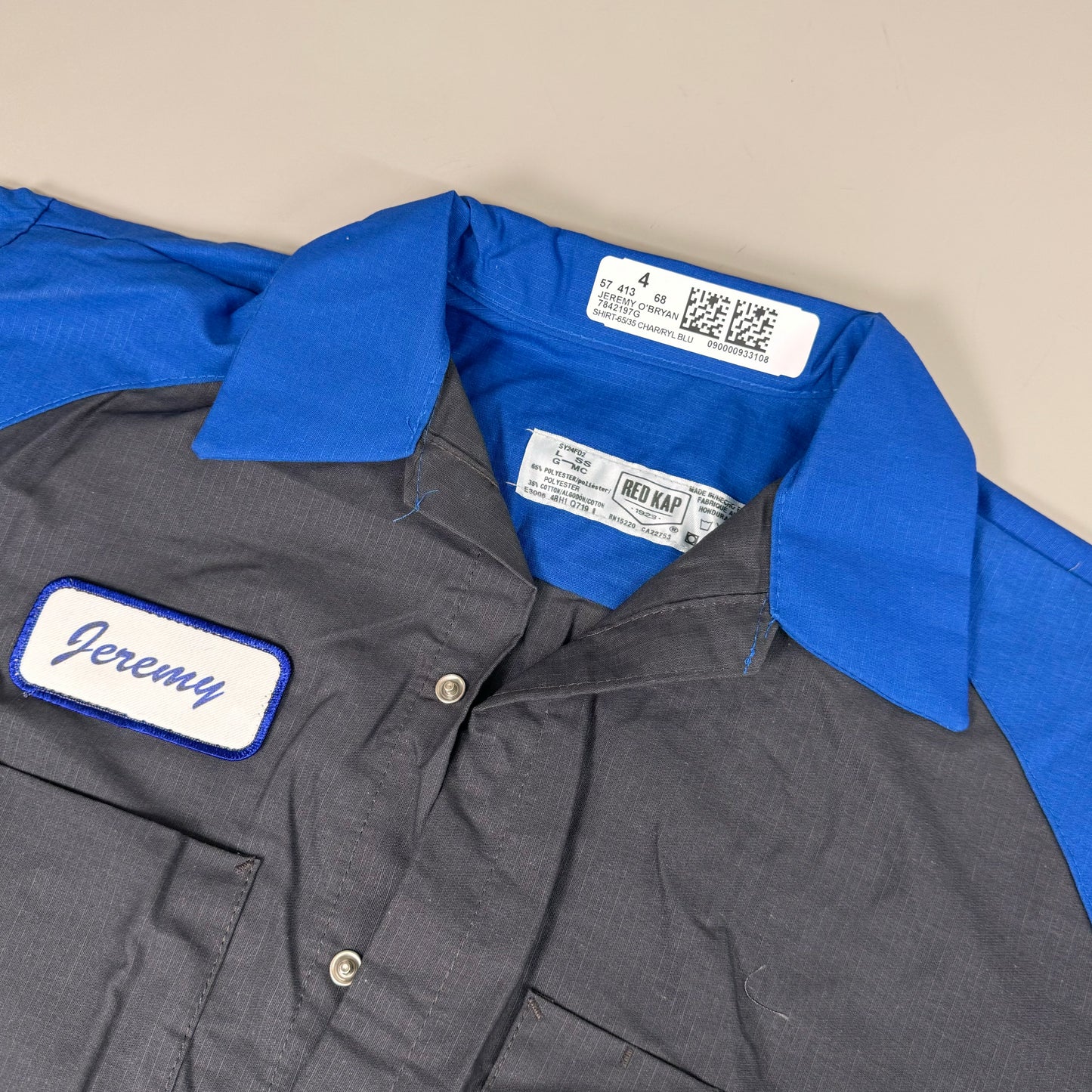 RED KAP Ford Dealership "Jeremy" Employee Shirts w/Embroidered Patch Sz L Blue/Grey