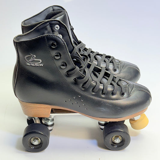 ZA@ PAPAISON Deluxe 2-Layer Microfiber Leather Roller Skates 11W/10M Black-280 B