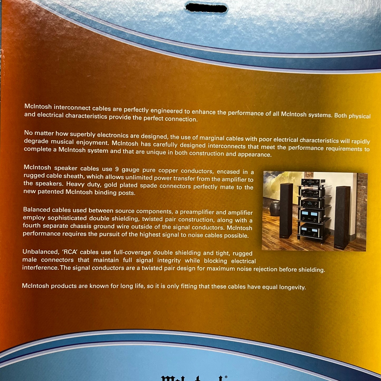 MCINTOSH Speaker Cables Fine Pure Copper In Fire Proof Insulators 2M CS2M