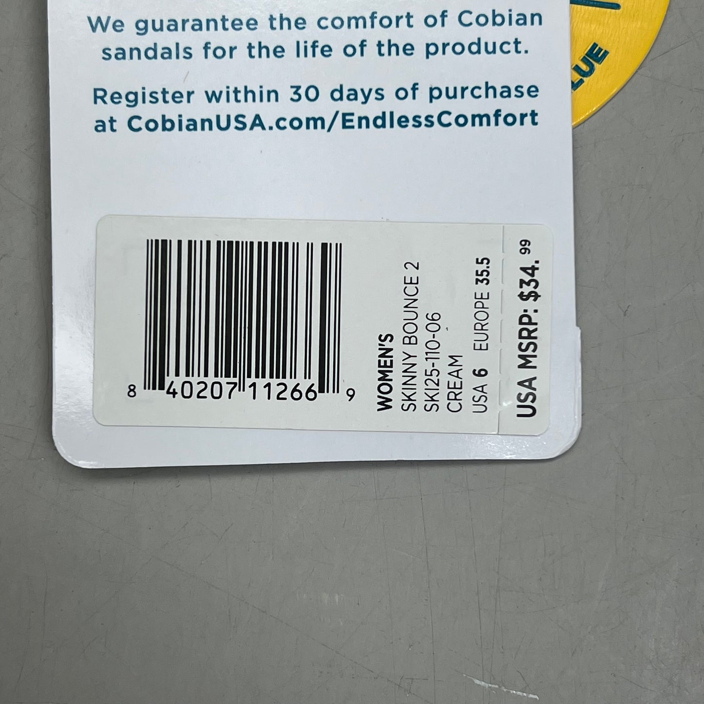 COBIAN Skinny Bounce Comfortable Synthetic Strap Women's Sz 6 White SKI25-110-06