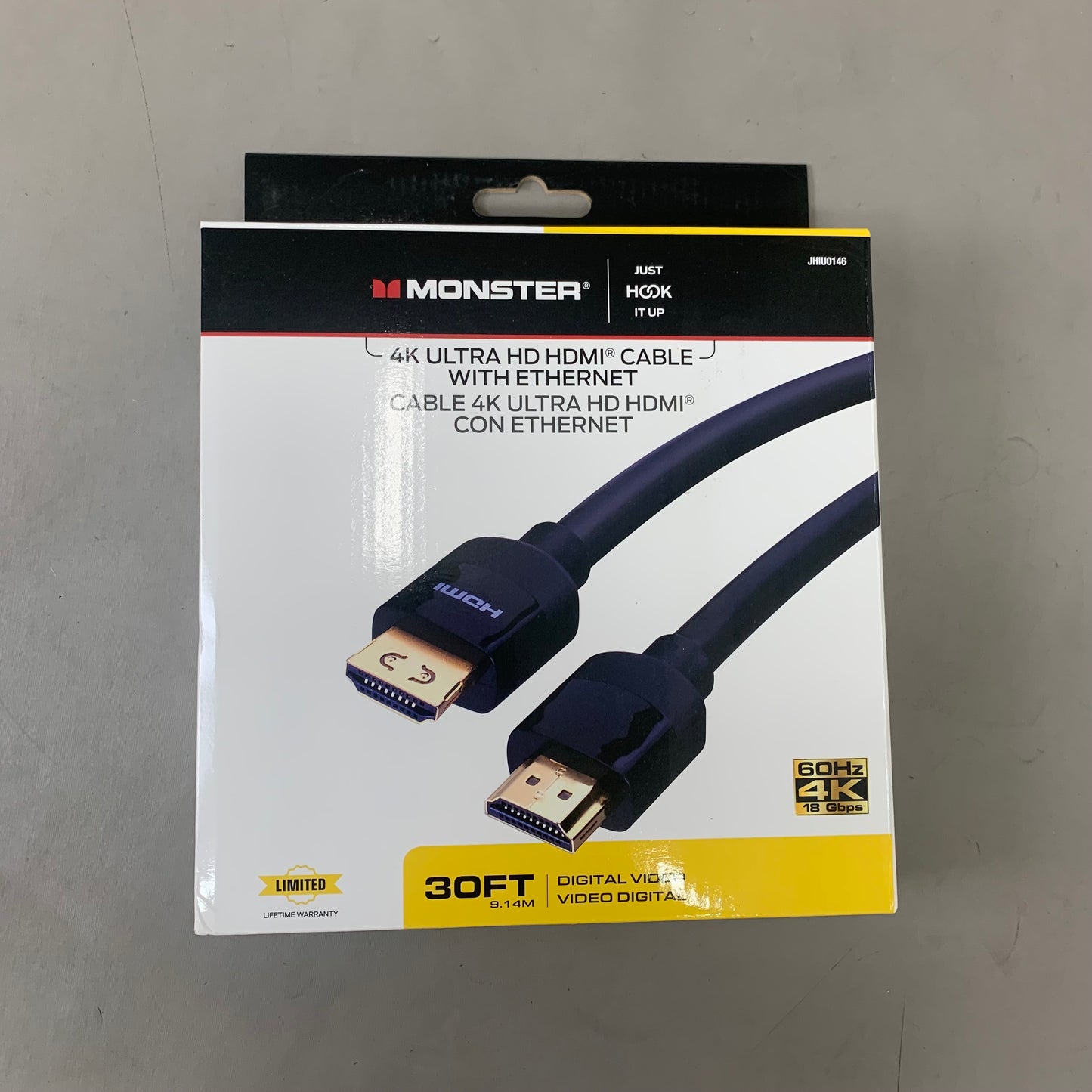 MONSTER Just Hook it Up 4K Ultra HD HDMI Cable W/ Ethernet 30ft Black JHIU0146