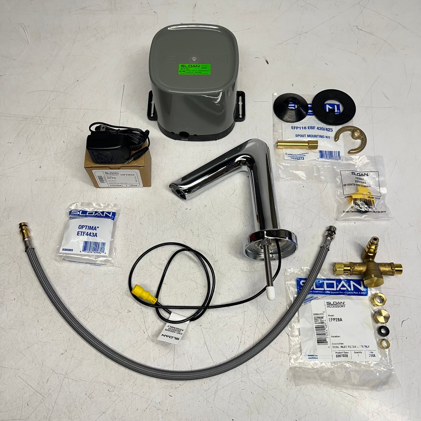 SLOAN Hardwired Powered Deck Mounted Mid Body Faucet  0.5 GPM Chrome ETF420-PLG