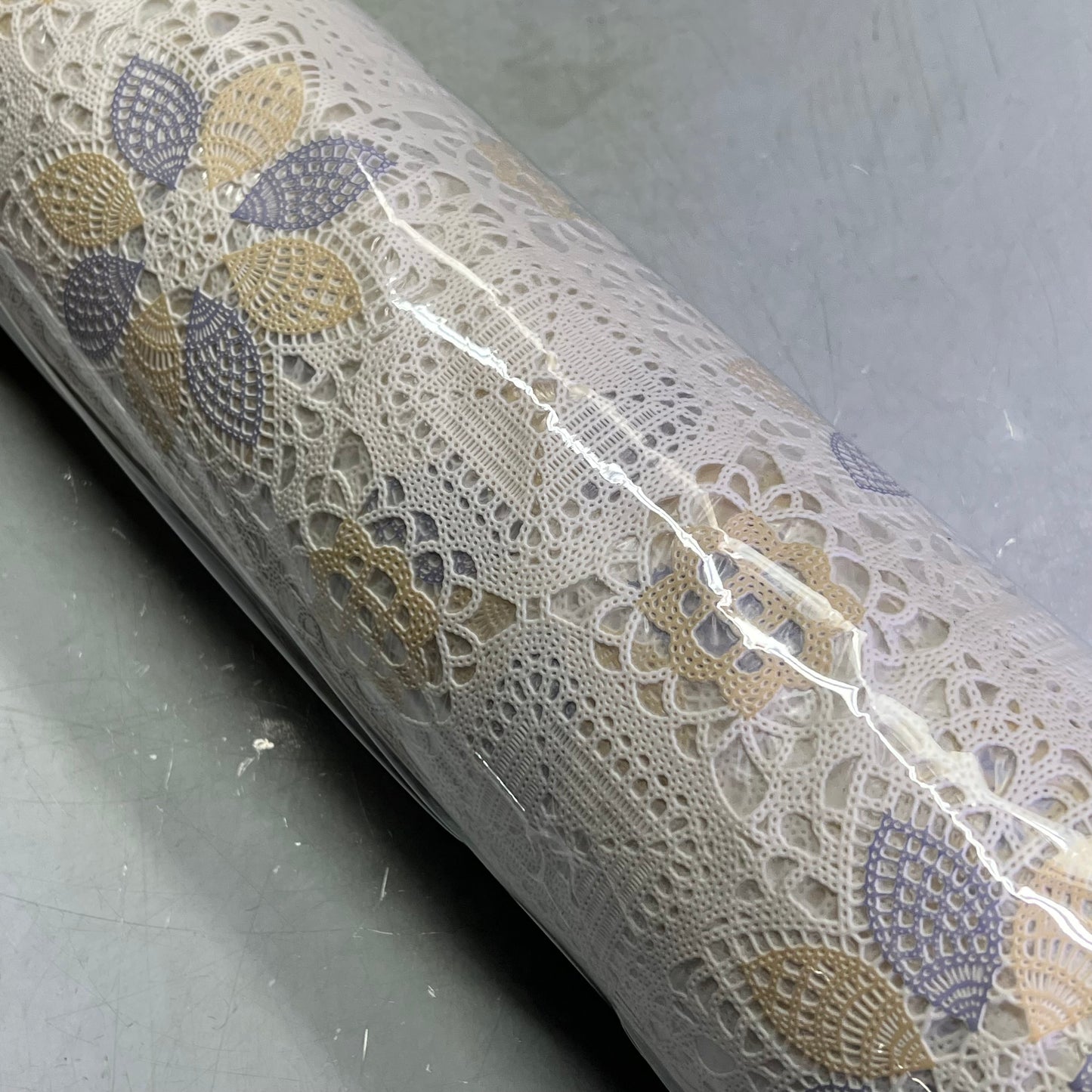 Faux Lace/Crochet Quilt Floral Pattern 54"x60' White/Purple/Yellow