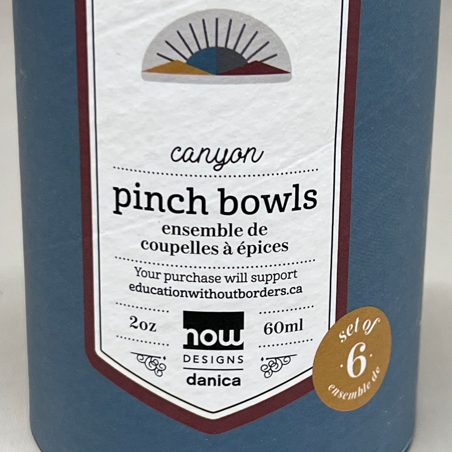 NOW DESIGNS 6-Pack! Canyon Stoneware Pinch Bowls 2oz/60mL 6 Colors L46001 (New)