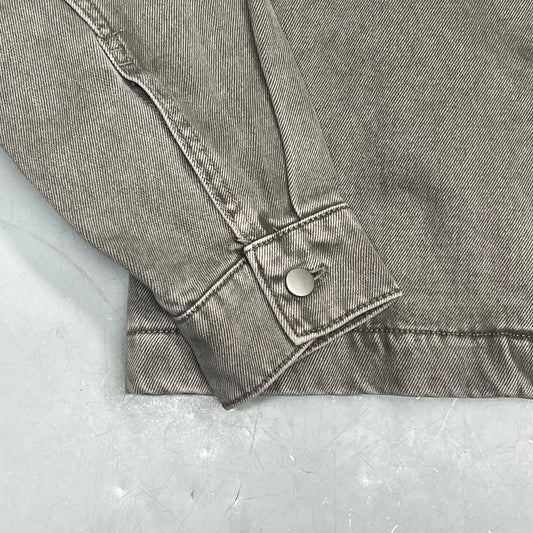 ZA@ ZARA Zip Up Denim Jacket W/ Chest Pocket Women's Sz S Stonewashed Grey