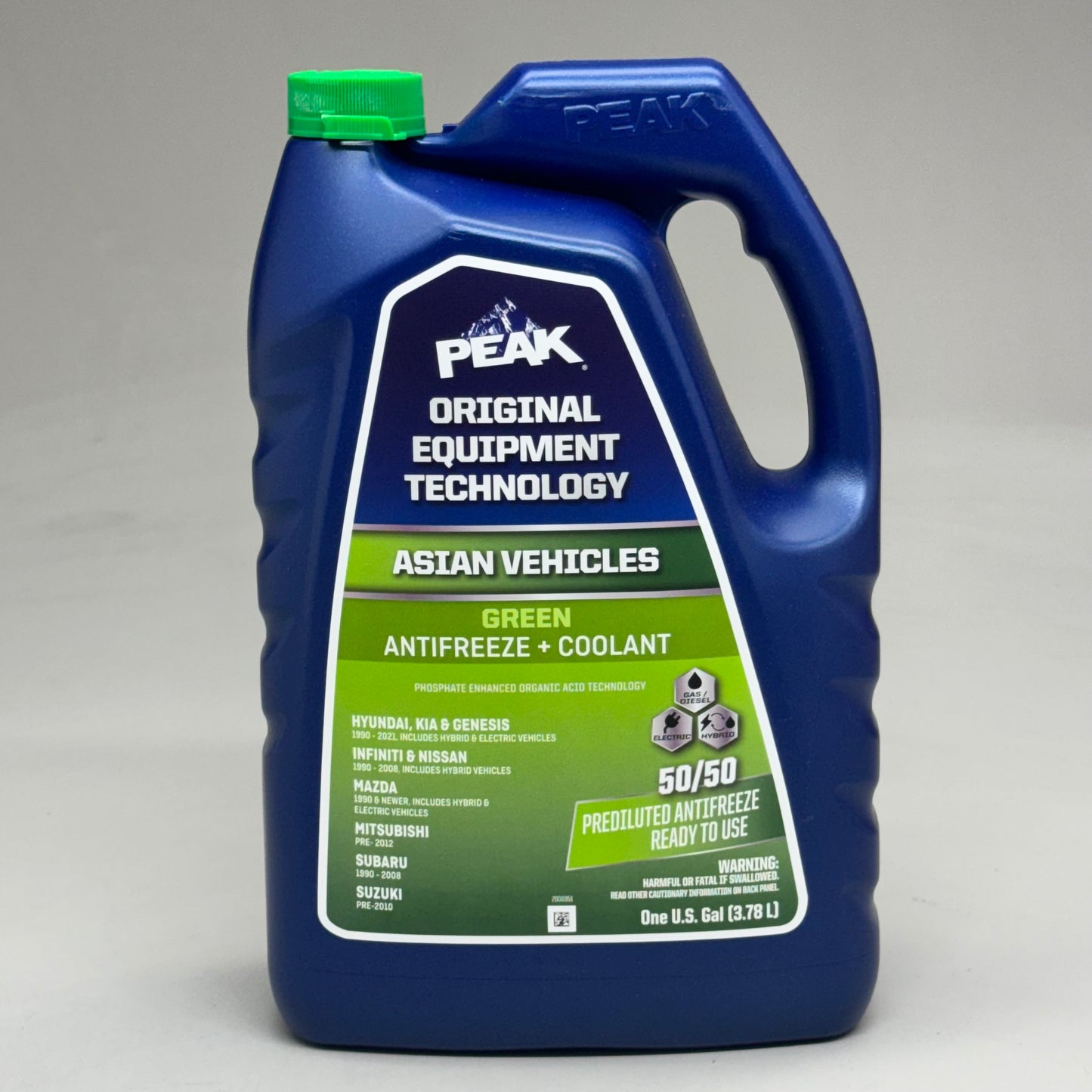 PEAK Asian Vehicles Antifreeze+Coolant 50/50 Green 1 Gallon PAGB53-01