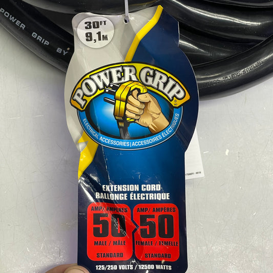 CAMCO RV Power Grip Extension Cord 30’ Black w/ Yellow 55195