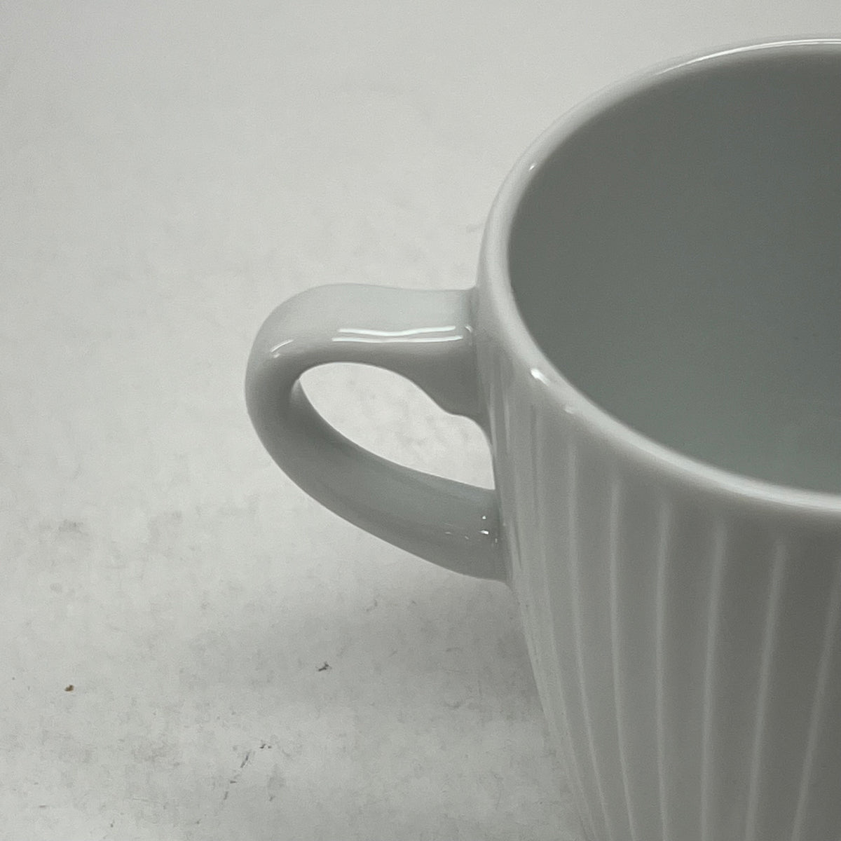 PILLIVUYT (8 PACK) Porcelain Mugs France Made Engraved Stripes 3" x 4" White