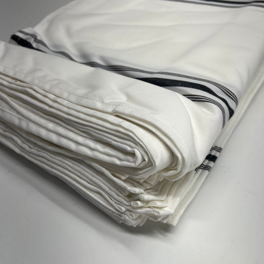 HELLENA FASHION (50 PACK) Cloth Napkins 21"x18" White W/ Black Bistro NP0086