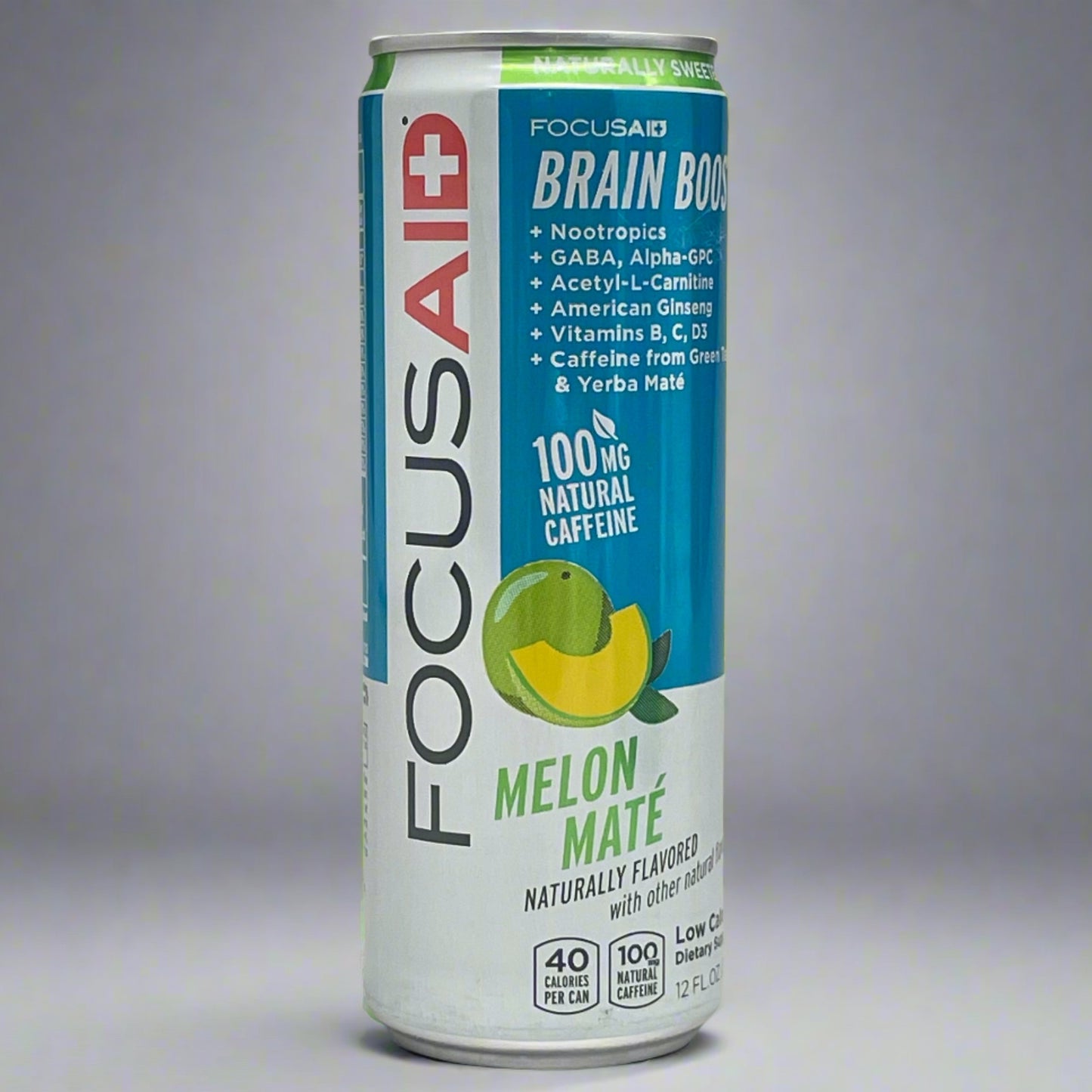 FITAID (12 PACK) FocusAid Melon Maté BrainBoost 40 Cal 100mg Caffeine 12 oz 10/25