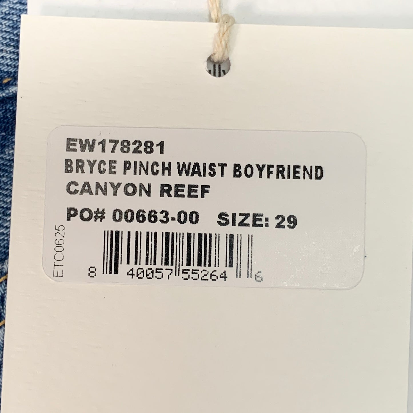 ETICA Bryce Pinch Waist Boyfriend Pant Canyon Reef Certified Organic Size 29 EW178281