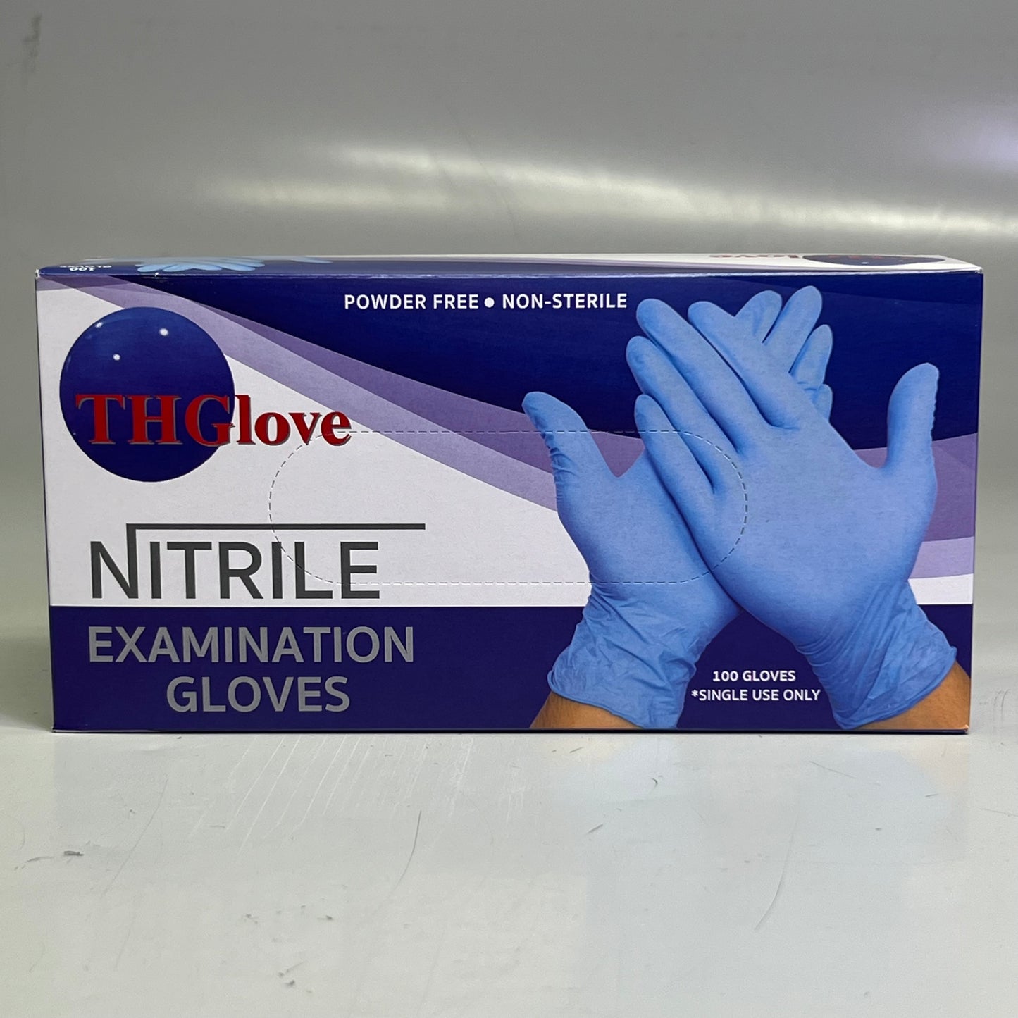 THGLOVE (100 Gloves) Nitrile Examination Gloves Sz M Blue
