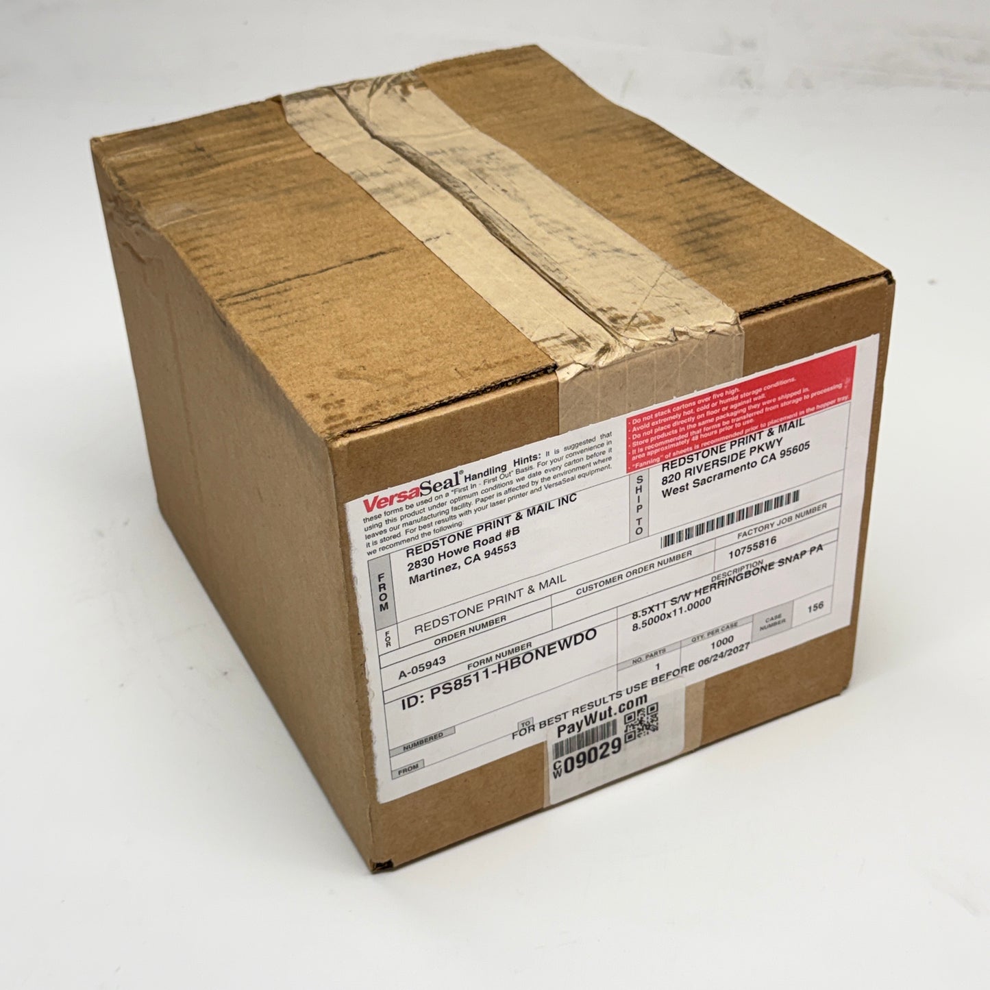 VERSASEAL (1000 PACK) 8.5”x11” Herringbone Snap Pressure Seal Window Forms