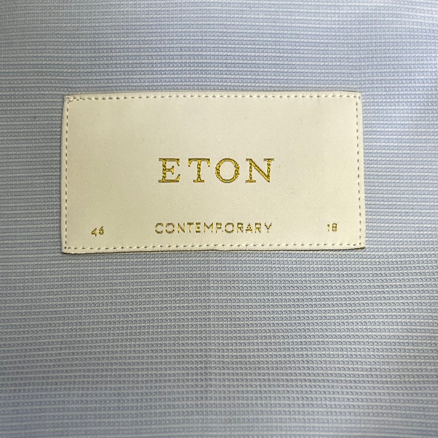 ETON Textured Twill Shirt Men's Contemporary Sz 46 Light Blue 1000136432243