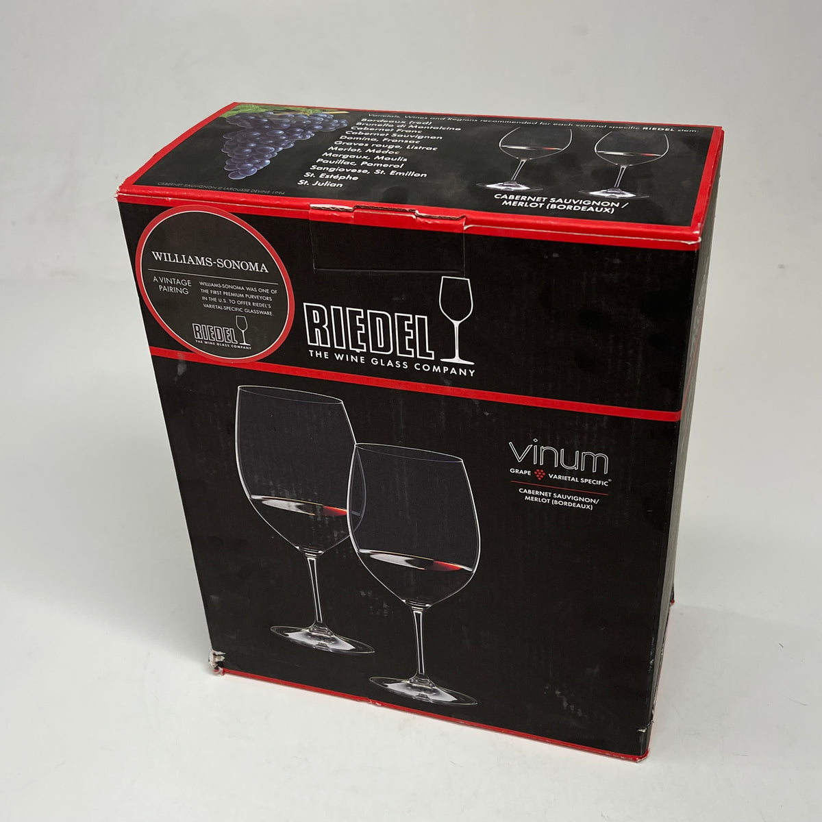 RIEDEL (SET OF 2) Crystal Glass Cabernet Sauvignon/merlot   9" Tall 19685229