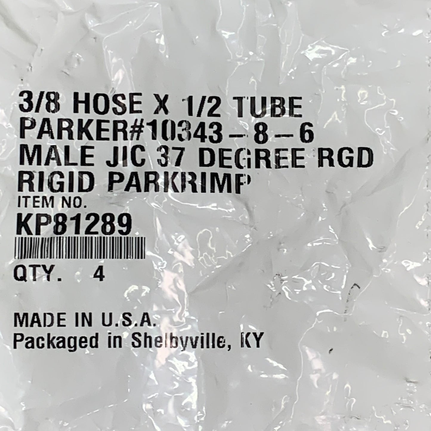 PARKER (4 PACK) Hydraulic Hose Male JIC 37° Rigid 3/8" x 1/2" Steel KP81289