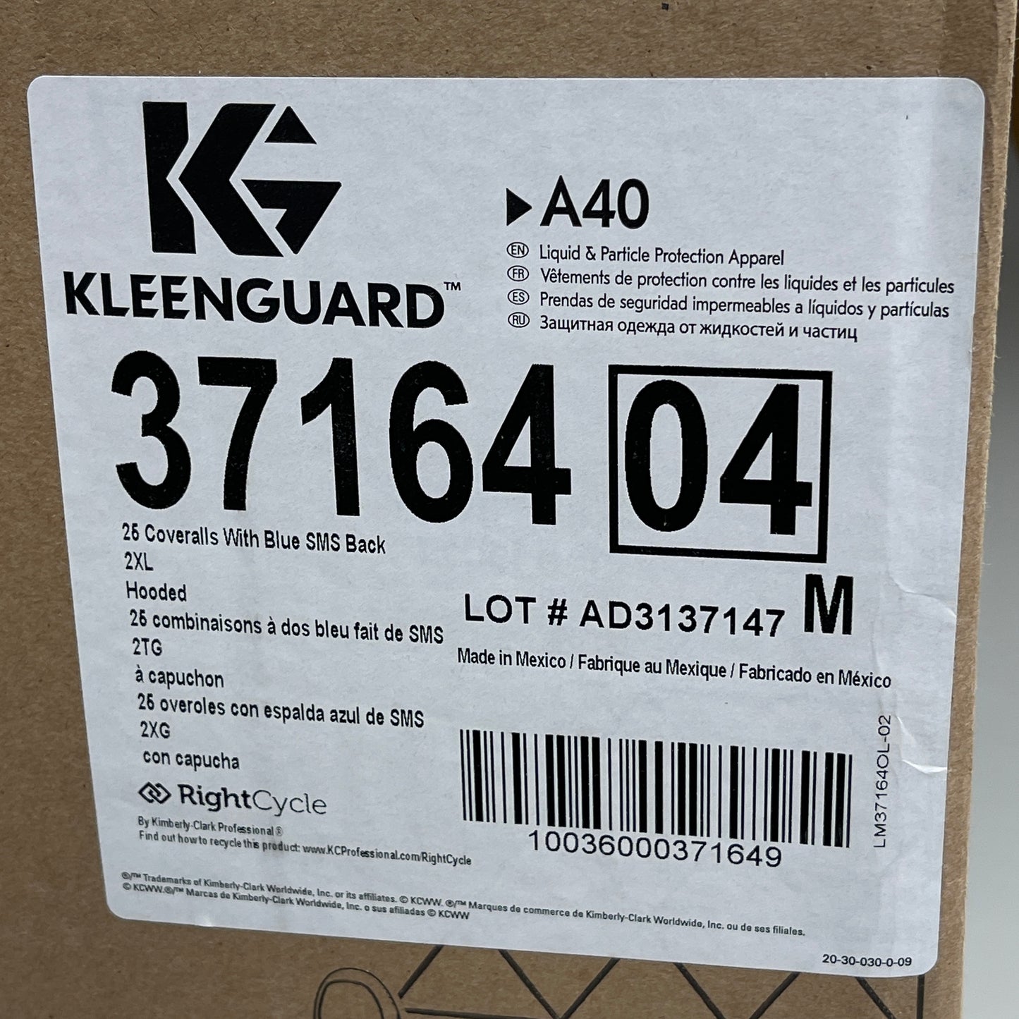 KLEENGUARD 26PK! Protective Clothing A40 Coveralls Sz XL Breathable Back White/Blue 37163