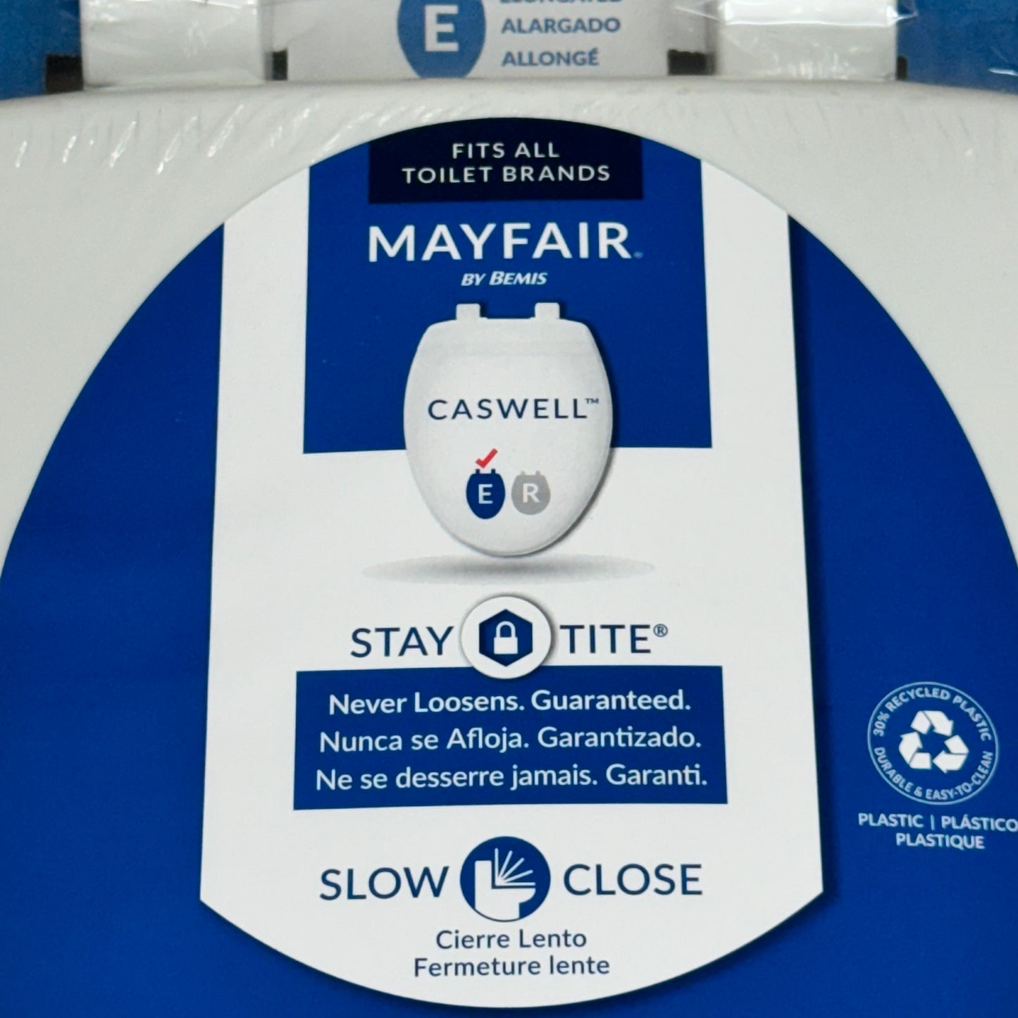 BEMIS Mayfair Slow Close Toilet Seat & Lid Elongated Shape White 147SLOW 000