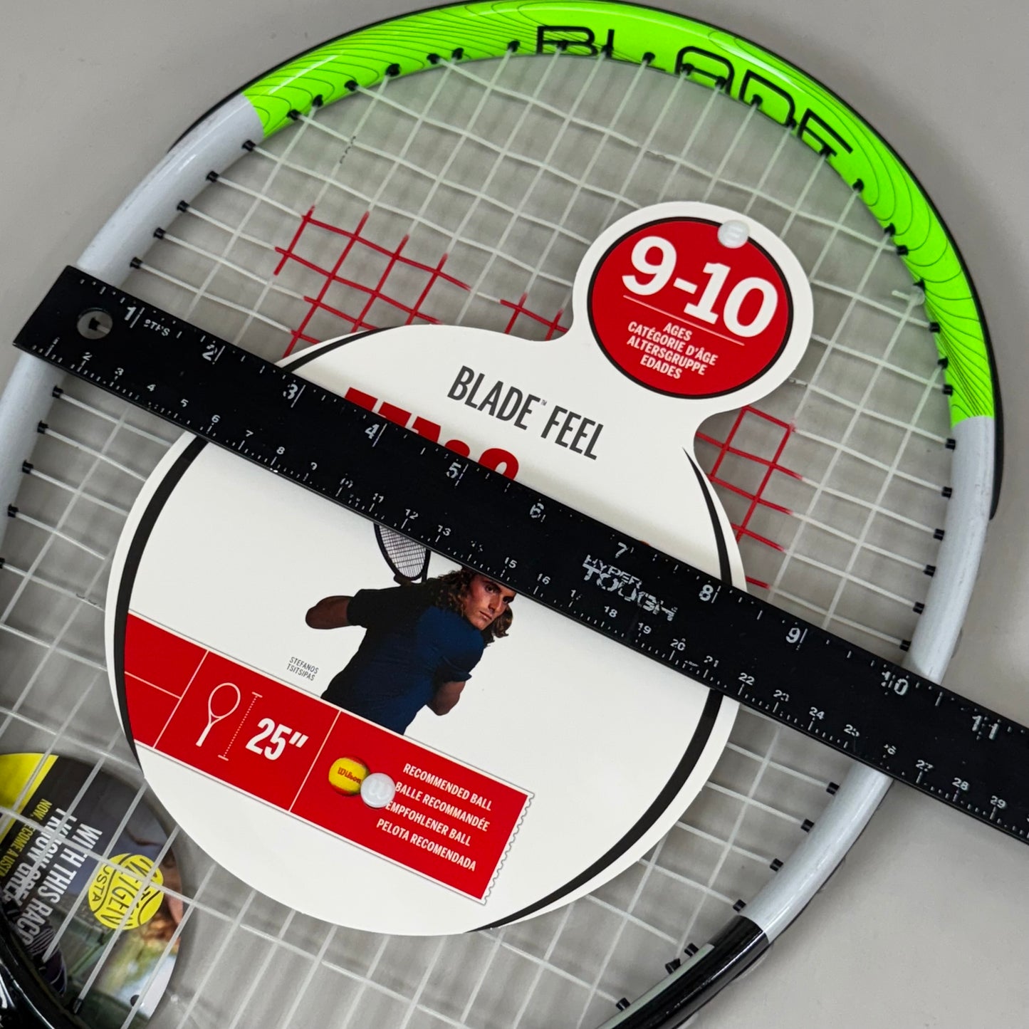 WILSON Blade Feel Junior Tennis Racquet Ages 9-10 25" Grip 3 7/8" Green/Black WR055520U