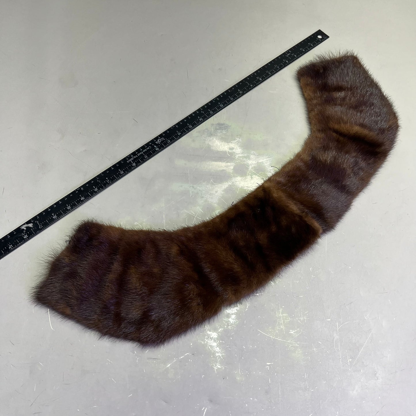 Real Mink Fur Collar/Neck Scarf 27"x5" Brown (Pre-Owned)