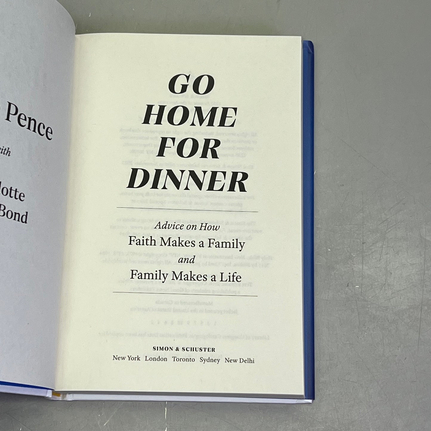 GO HOME FOR DINNER Advice On How Faith Makes A Family & Family Makes A Life Book
