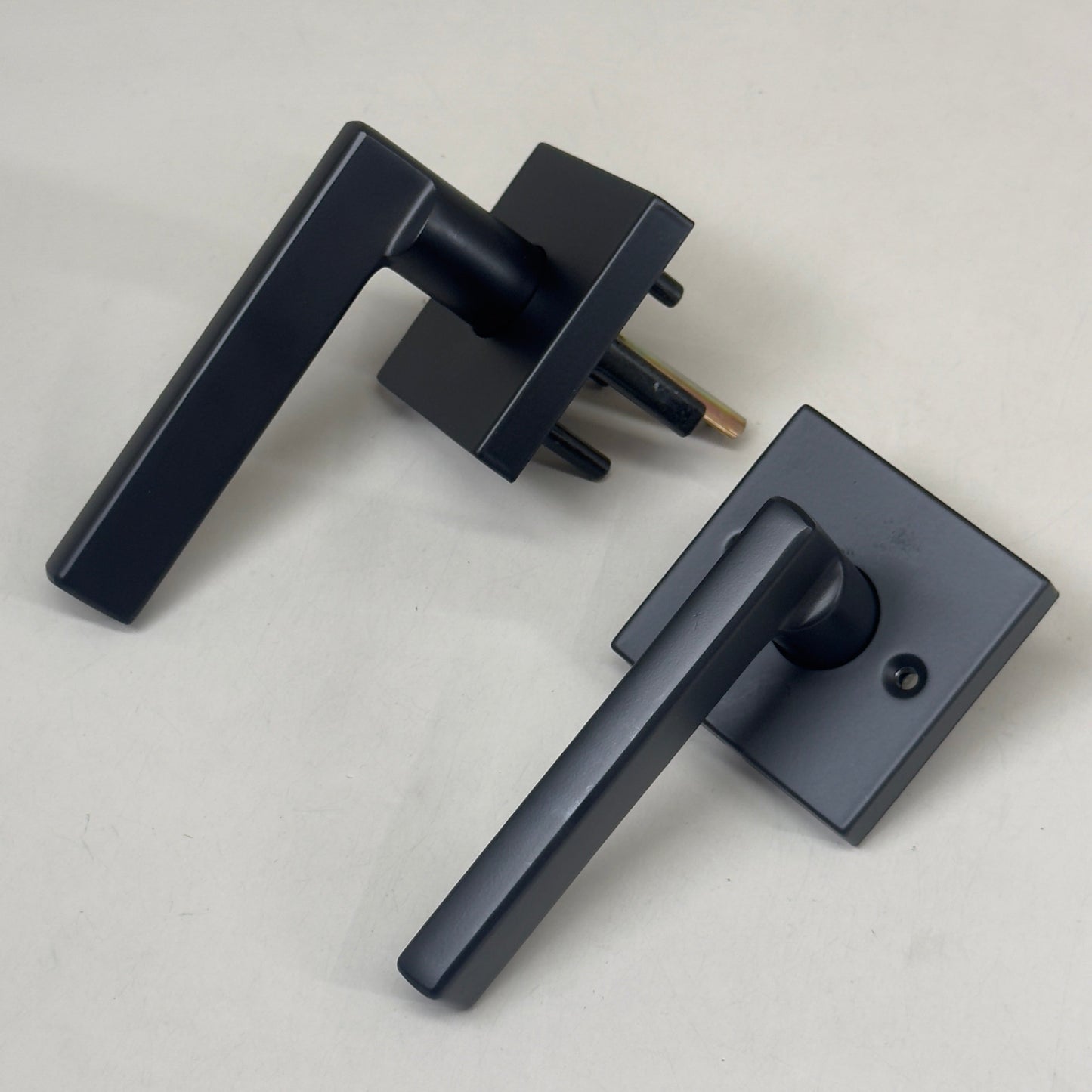 KWIKSET Halifax Passage Door Lever, Square Rose Matte Black 97200-871