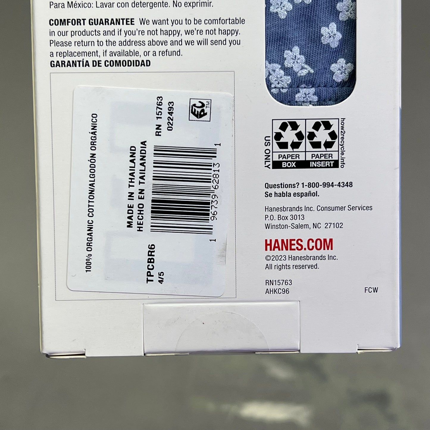 HANES (2 PACK, 6 BREIFS EACH) 100% Organic Cotton Pure Comfort Girls 4T/5T TP10AS