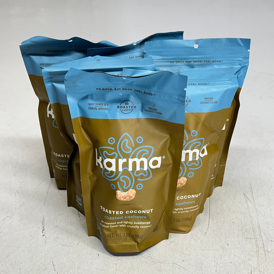 KARMA (6 PACK) Toasted Coconut Roasted Cashews 6 Essential Minerals 7oz BB 04/27