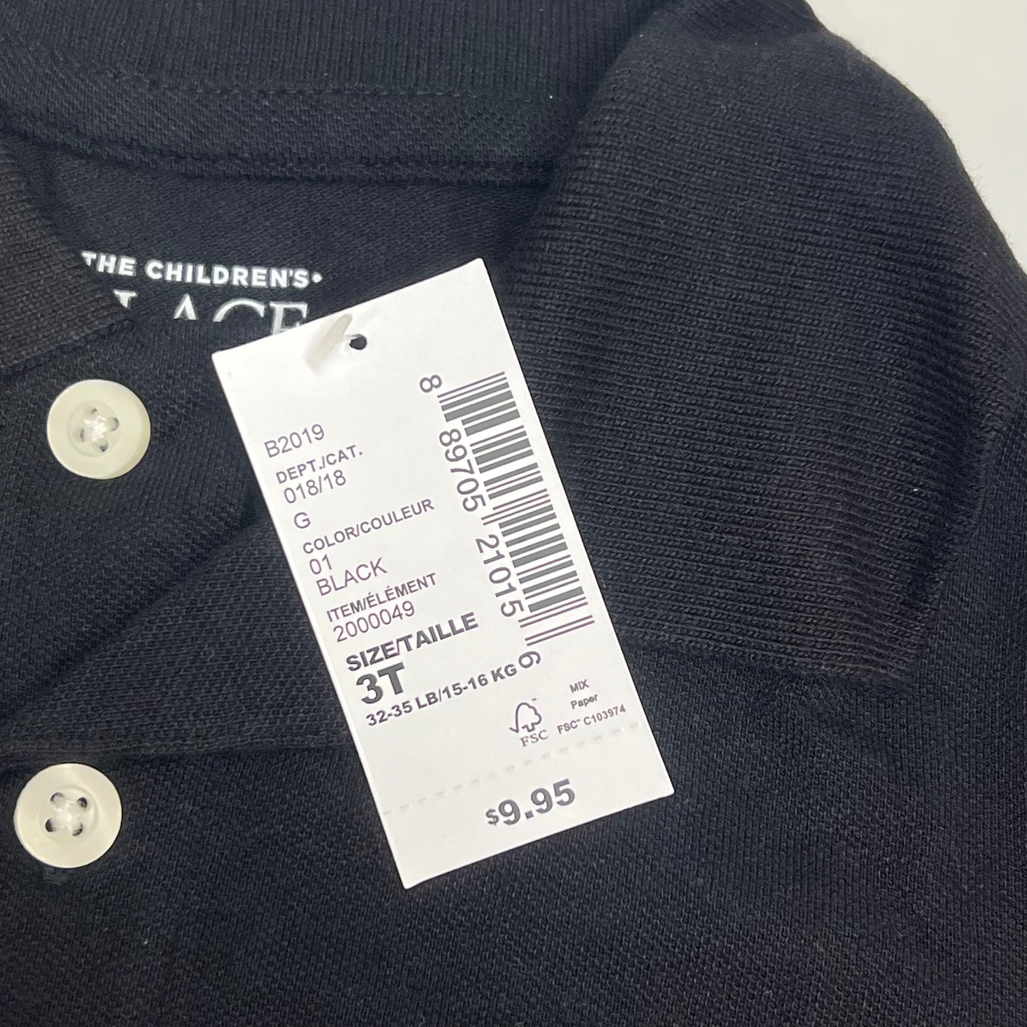 THE CHILDRENS PLACE (4 PACK) Uniform Soft Pique Polo Shirt Boy's sz 3T Black