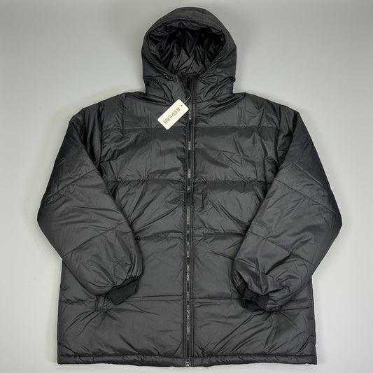 REVESS Fleece Lined Stripe Quilt Coat W/ Detachable Hood Men's Sz 3X Black