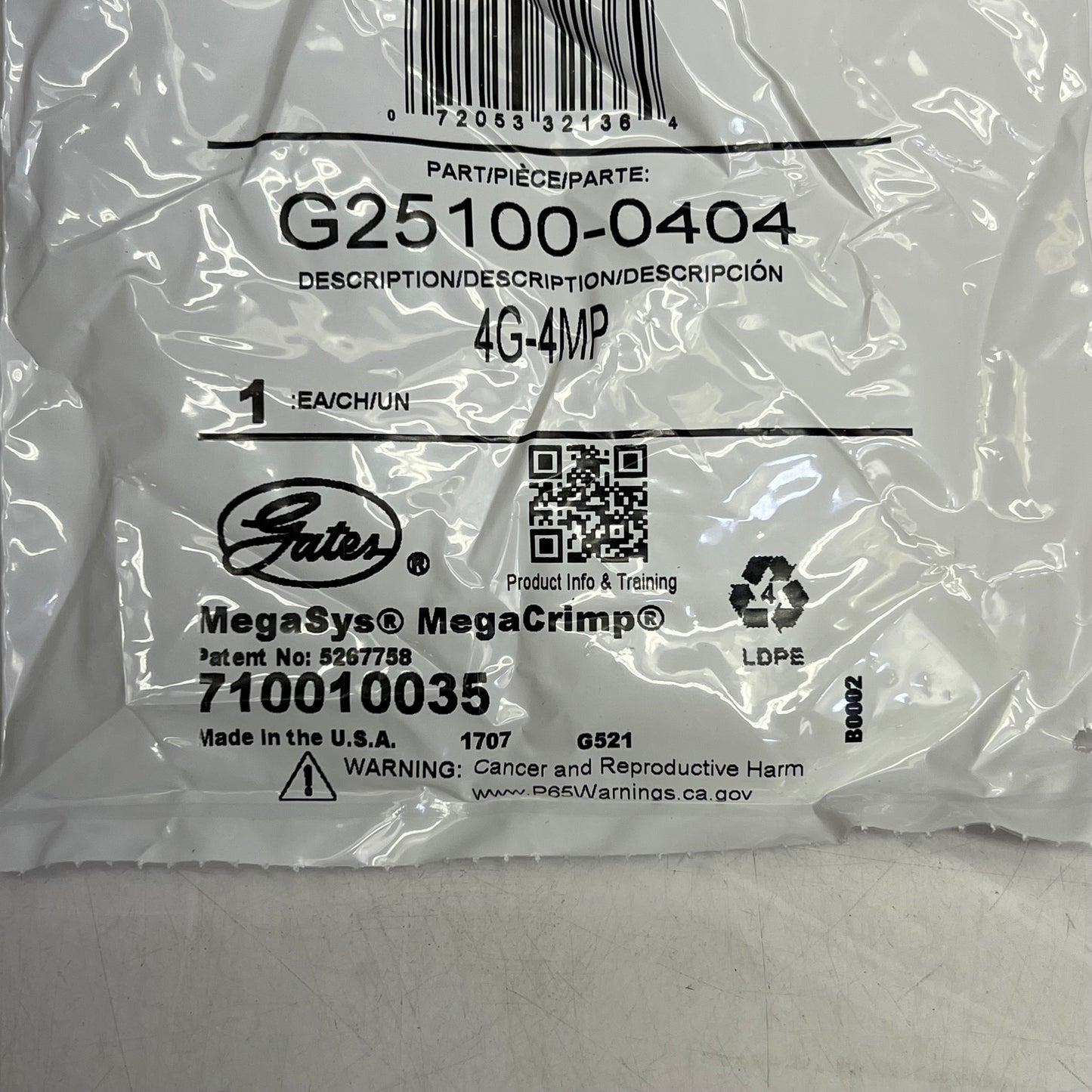 GATES (2 PACK) Male Pipe (nptf 30° Cone Seat) Coupling  1/4" x 2.17" G25100-0404