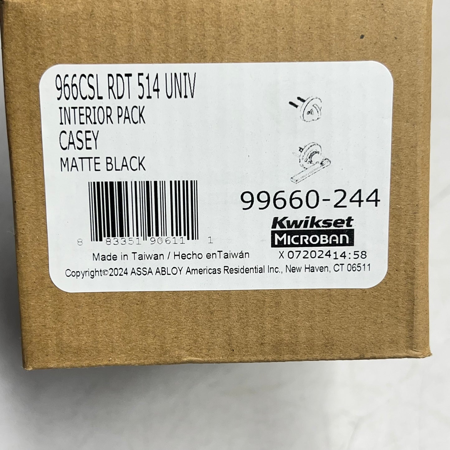 KWIKSET Casey Trim Pack 966csl Rdt 514 Interior Matte Black 99660-244