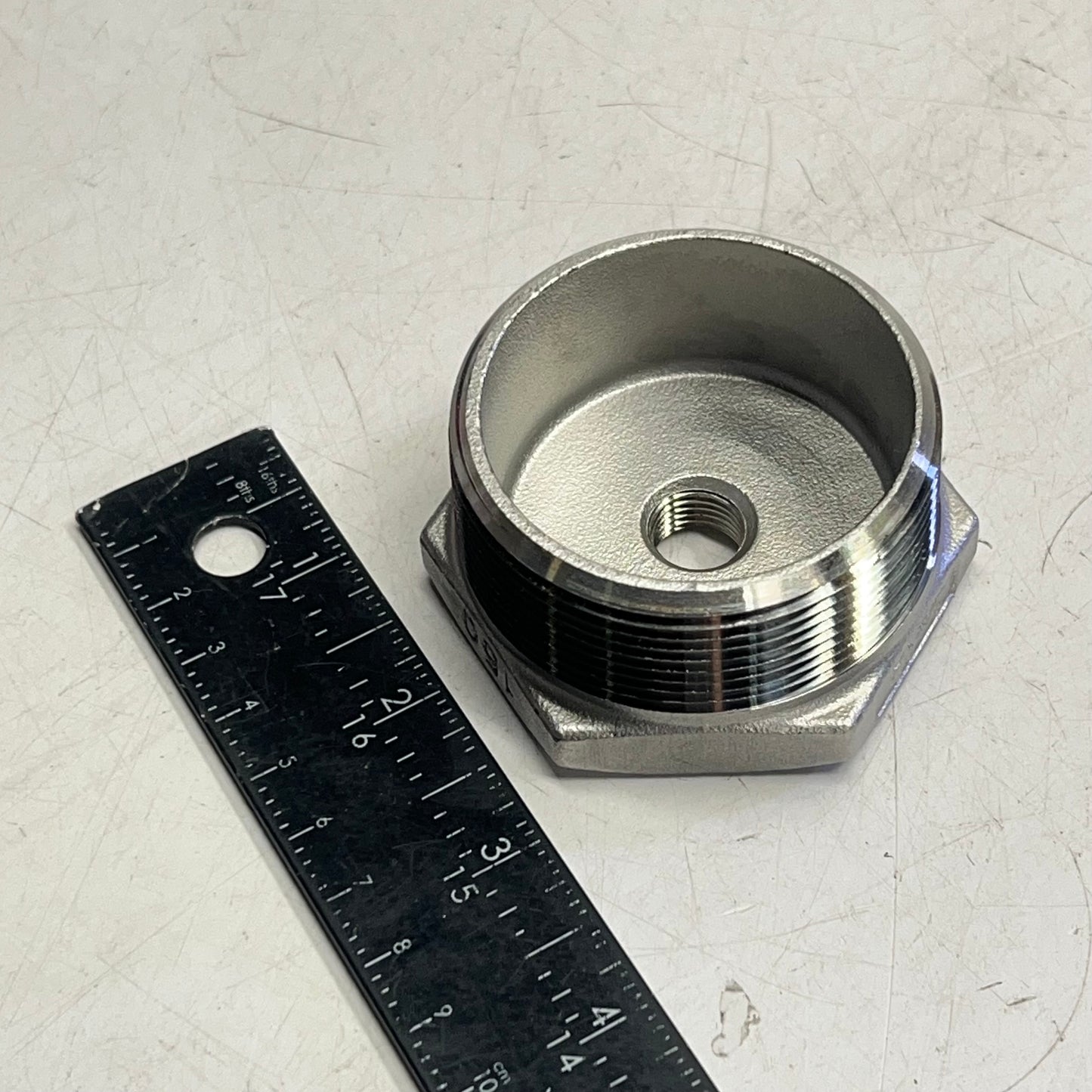 SERVICE METAL SS Hexagon Bushing NPT Connection 2"x1/4" Silver SSS6HB02.0X.250