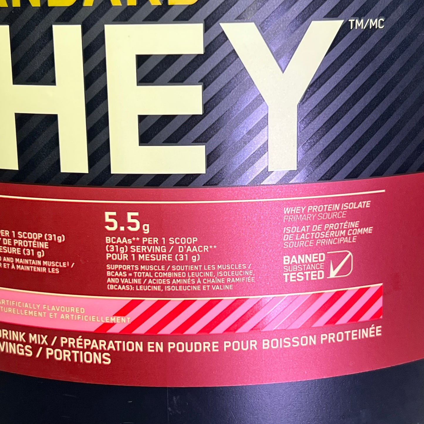 OPTIMUM NUTRITION 100% Whey Protein Powder Delicious Strawberry 4.98 lbs BB 01/27