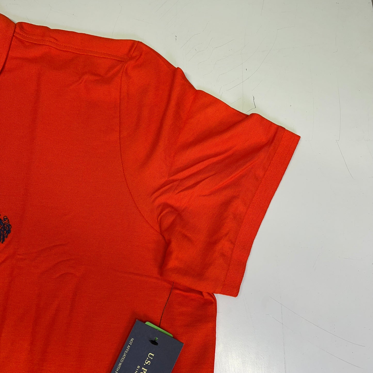 ZA@ U.S. POLO ASSN Performance Pique Polo Short Sleeve Shirt Men's Sz 2XL Orange Red