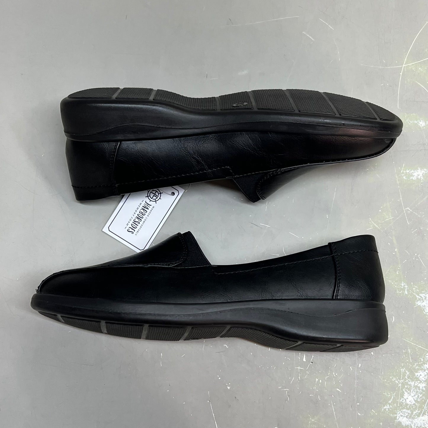 HARBORSIDES Noel Memory Foam Slip On Shoes Faux Leather Women's Sz 8.5 Black