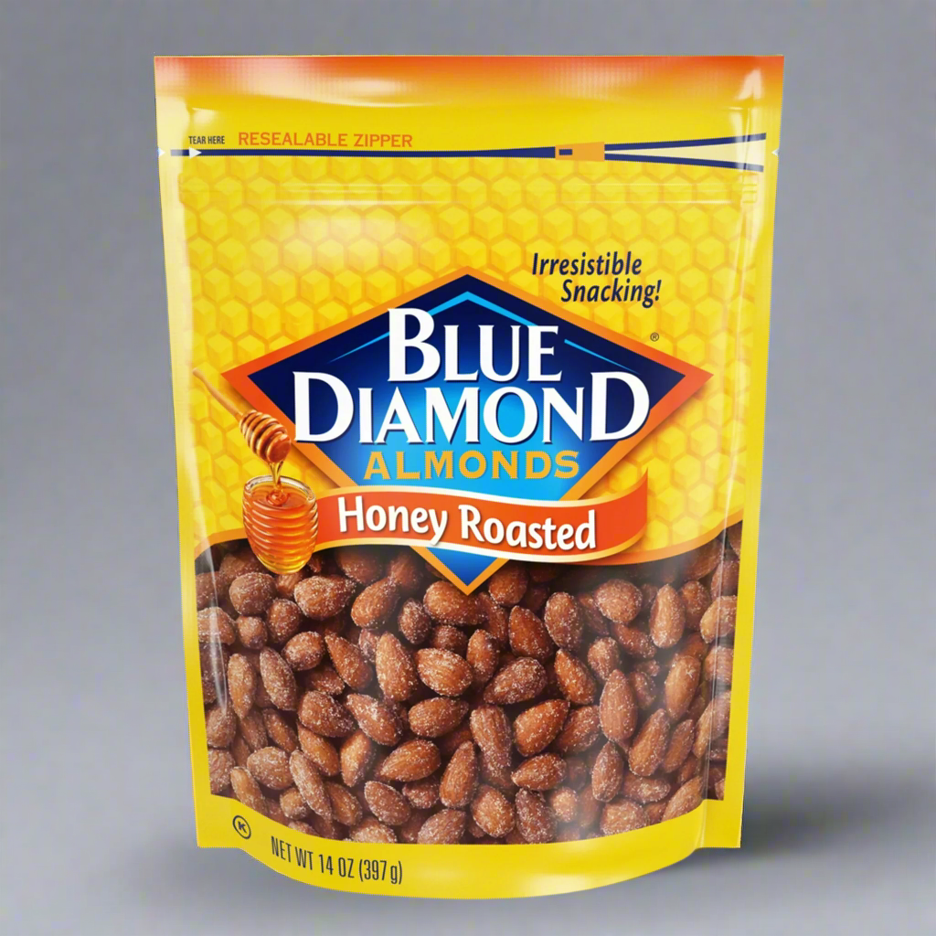 ZA@ BLUE DIAMOND Honey Roasted Almonds Sweet Snack Nuts 14 oz Resealable BB 10/25 H