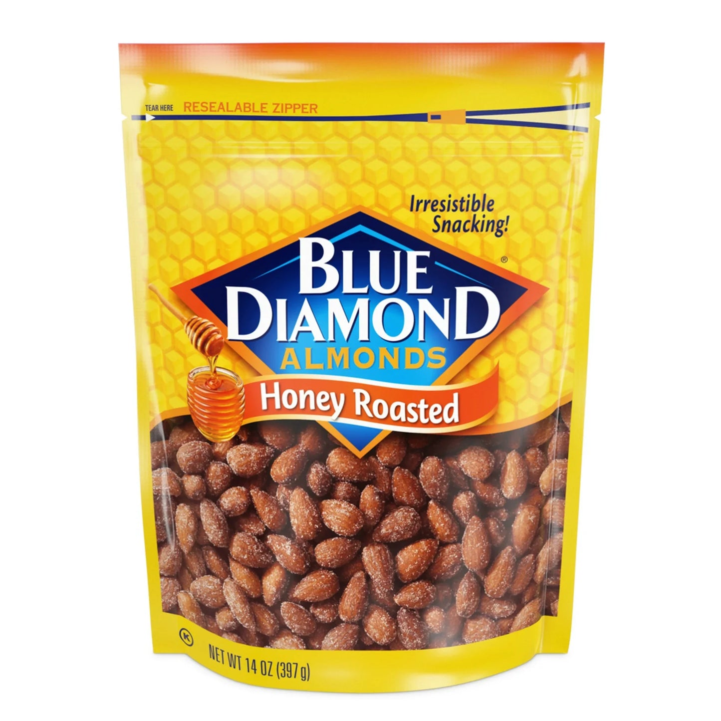 ZA@ BLUE DIAMOND Honey Roasted Almonds Sweet Snack Nuts 14 oz Resealable BB 10/25 H