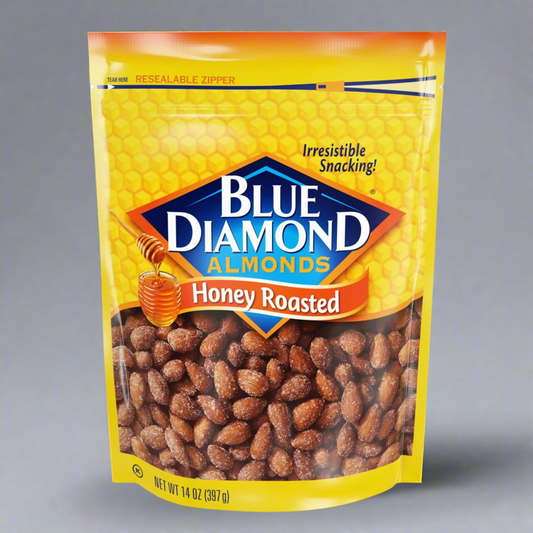 ZA@ BLUE DIAMOND Honey Roasted Almonds Sweet Snack Nuts 14 oz Resealable BB 10/25 K