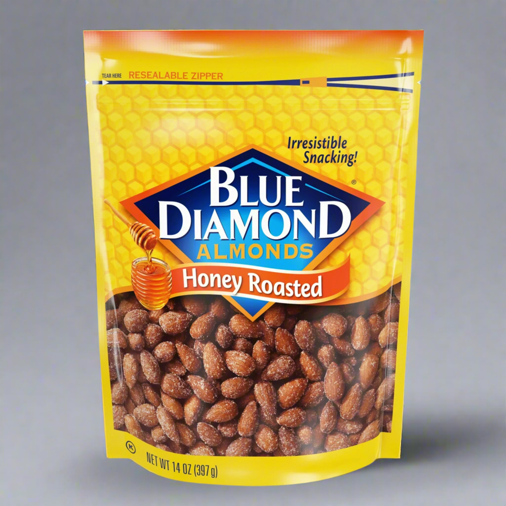 BLUE DIAMOND Honey Roasted Almonds Sweet Snack Nuts 14 oz Resealable BB 10/25