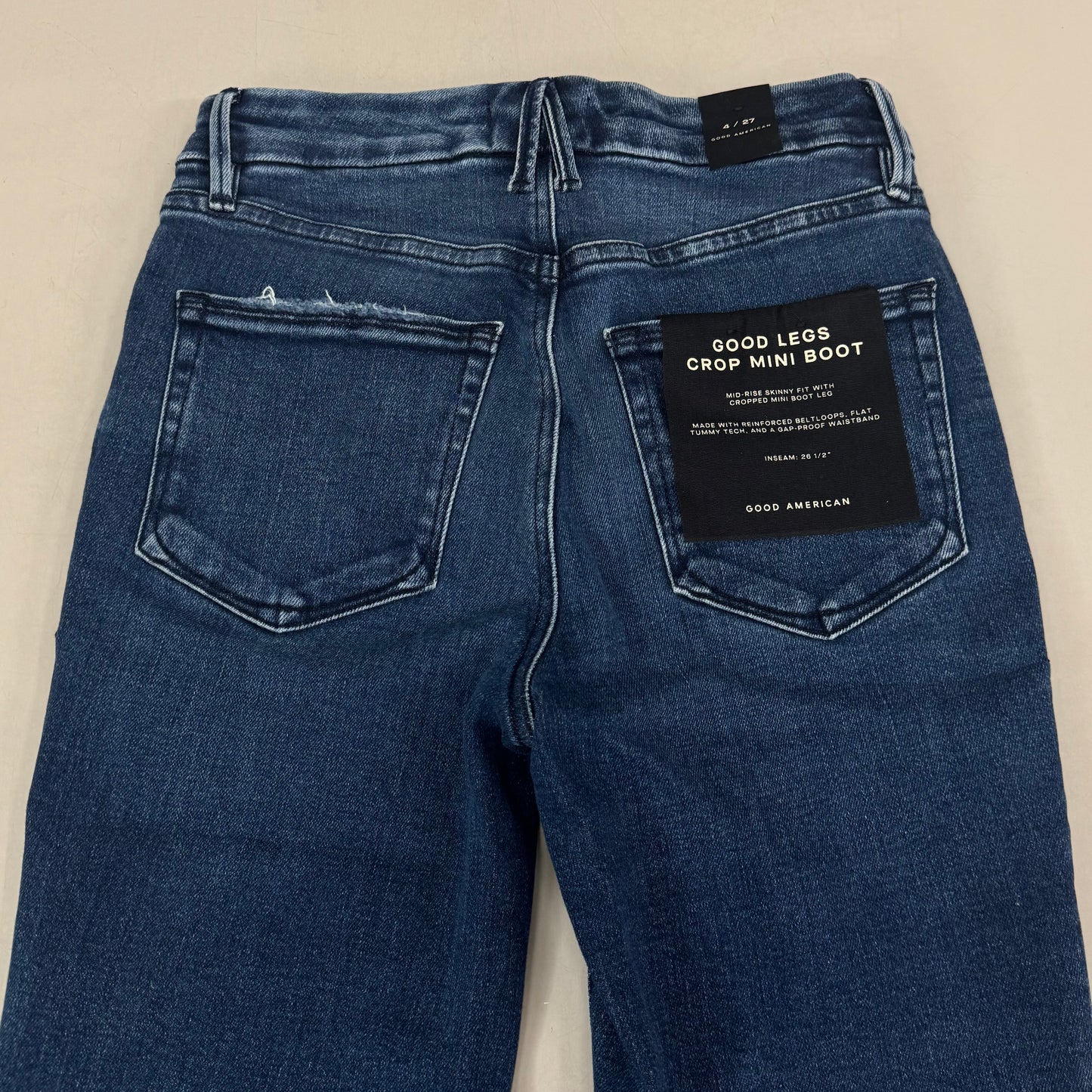 GOOD AMERICAN Good Legs Crop Mini Boot Jeans Women's Sz 4 Indigo891