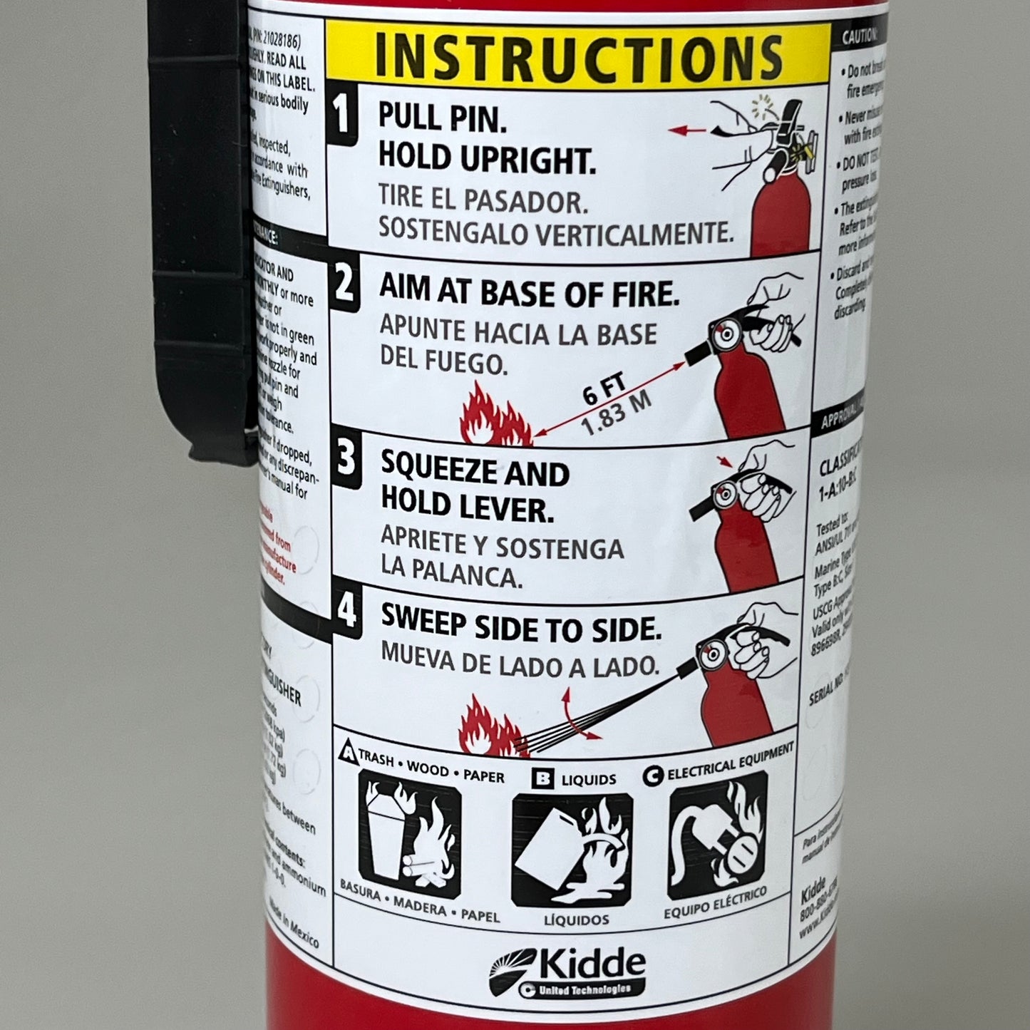 KIDDE Dry Chemical Fire Extinguisher 1A:10-B:C 100 psi Aluminum 466142MTL