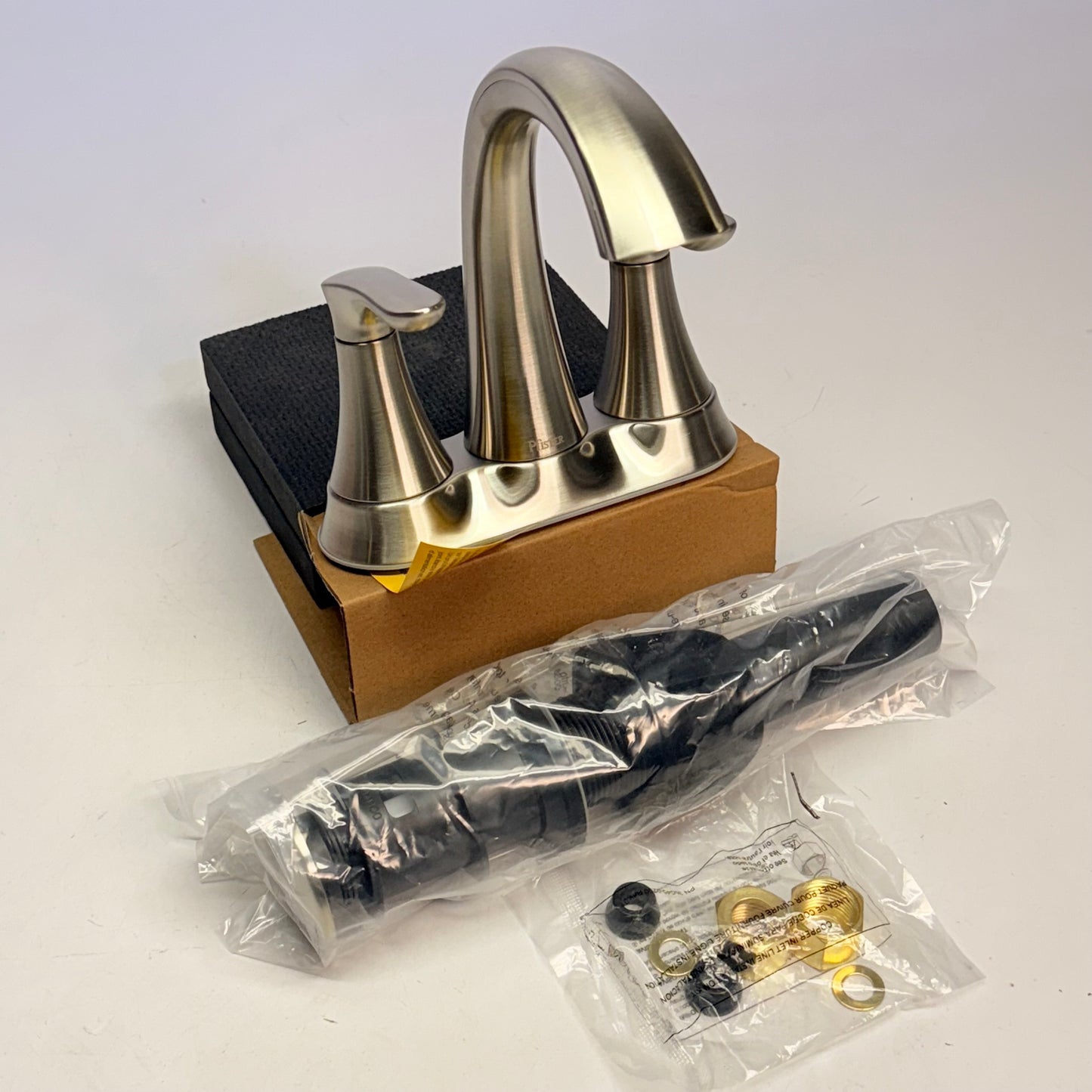 PFISTER Centerset Lavatory Faucet W/ Pop-Up 4" Brushed Nickel LG48-WRPK