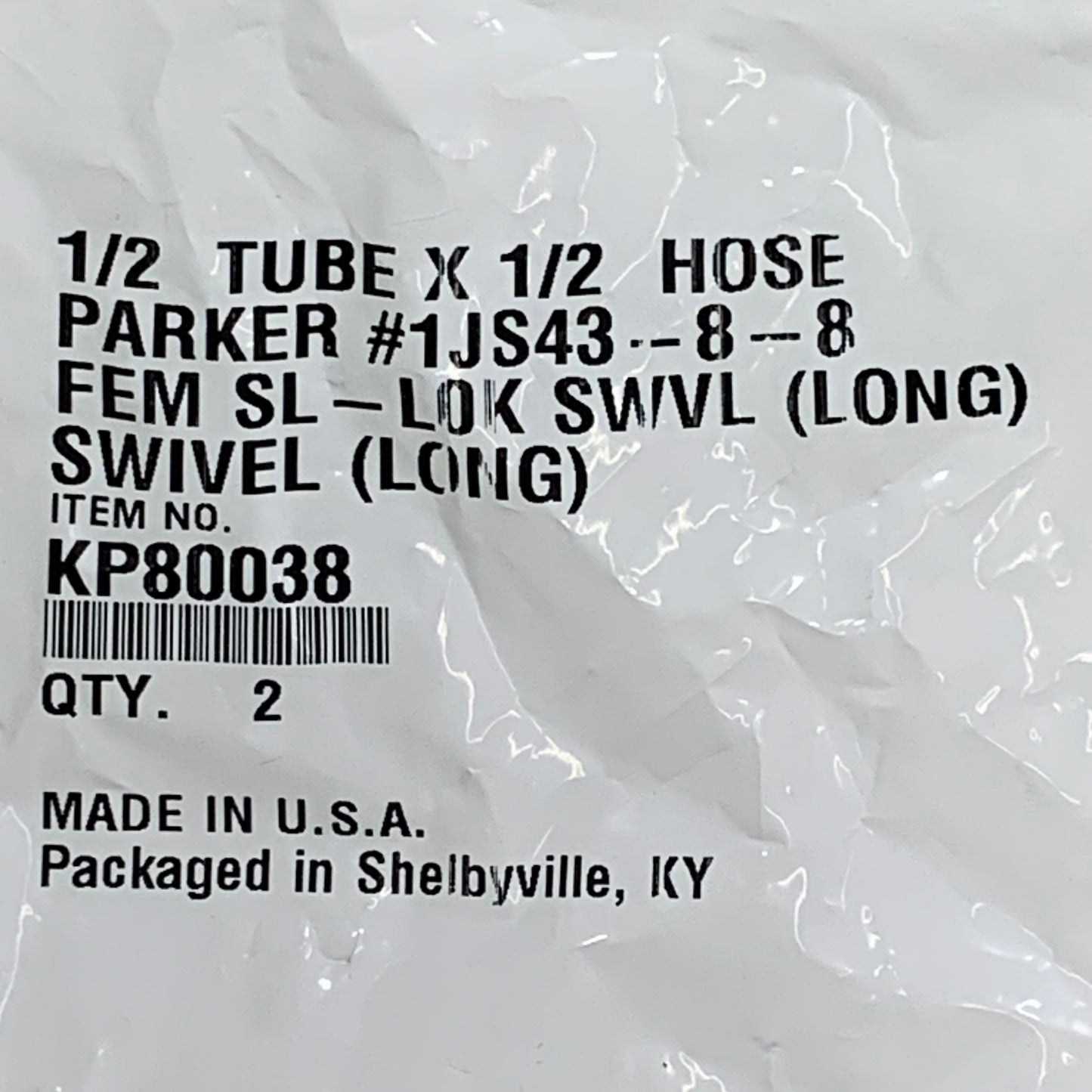 PARKER (2PACK) Hydraulic Hose Female Seal-LOK Swivel 1/2" x 1/2" Steel KP80038