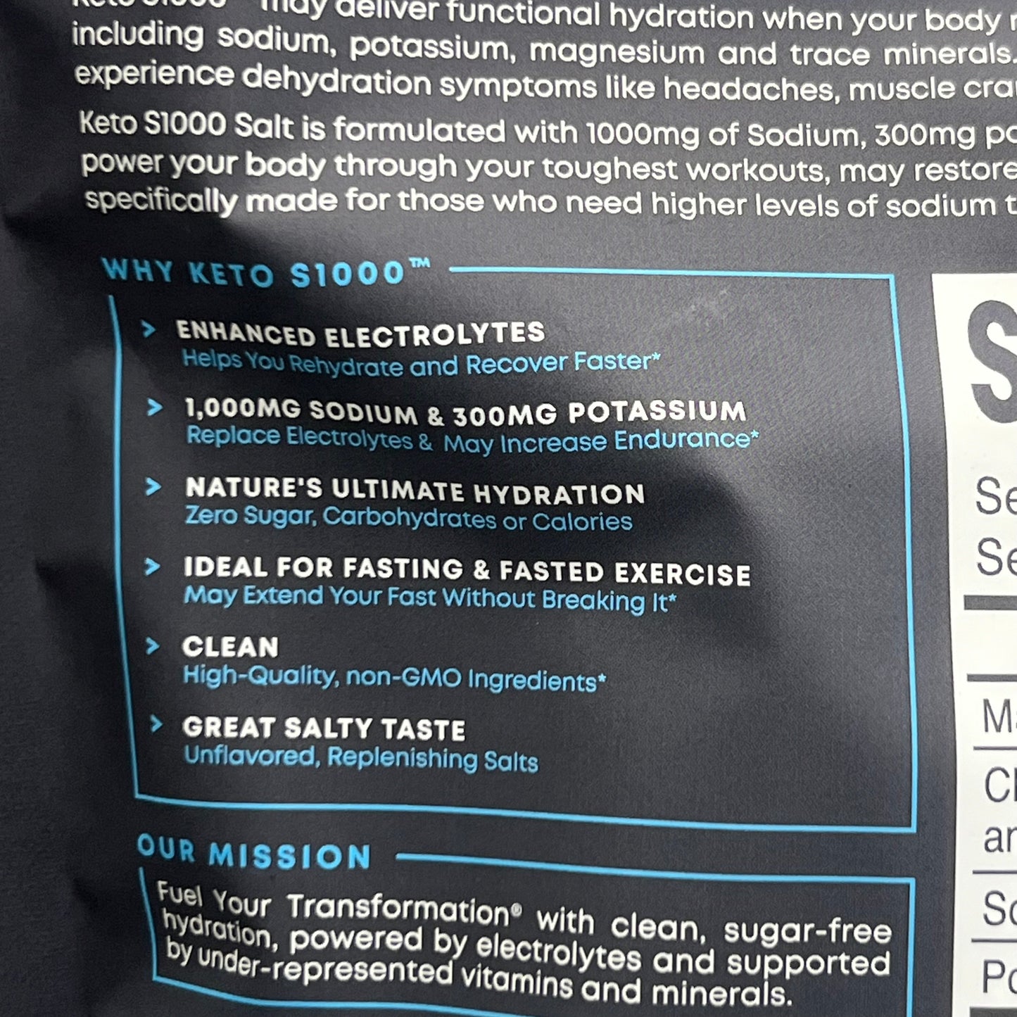 ZA@ KETO S1000 (30 PACK) Electrolytes Powder Packets Unflavored Salts 07/25 C