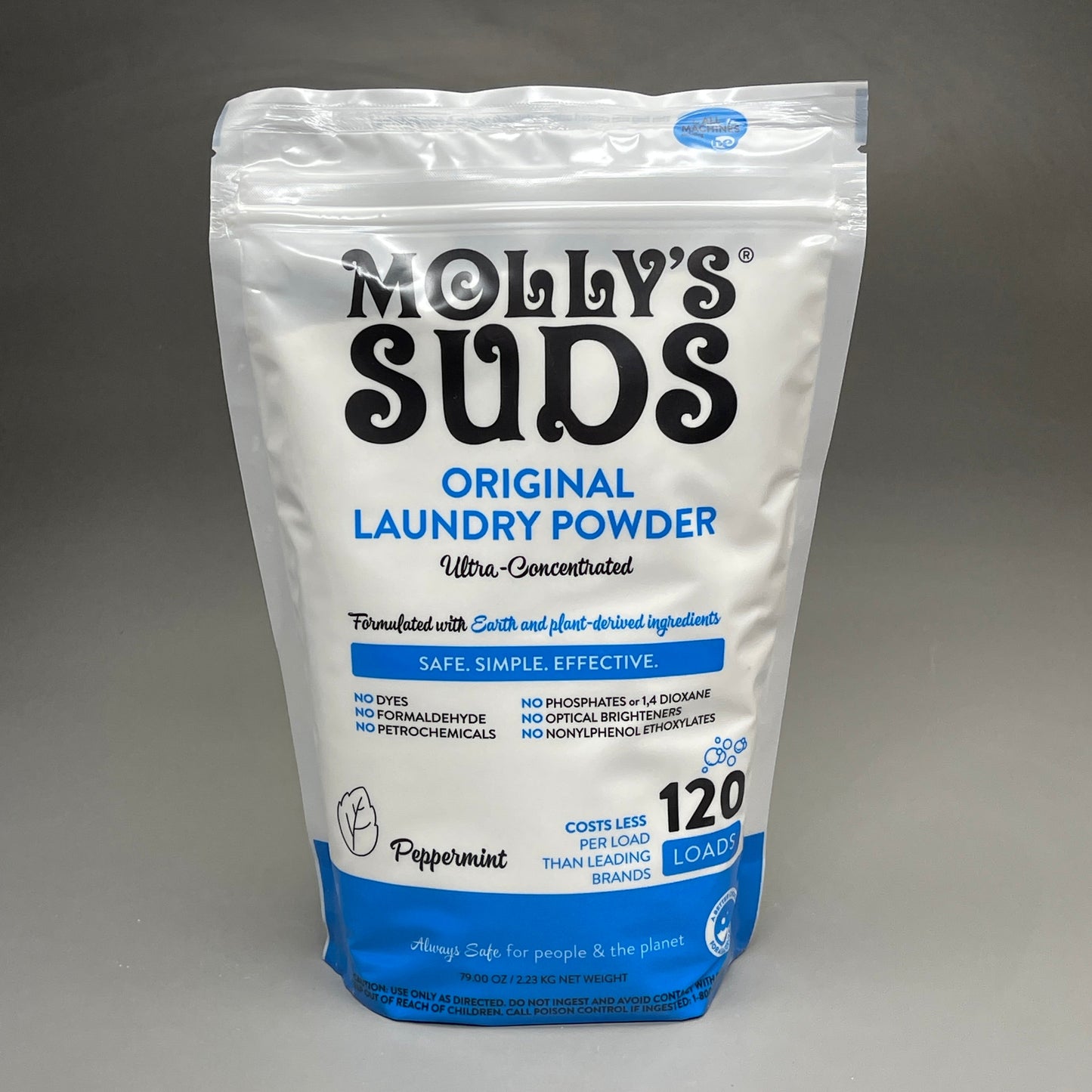 ZA@ MOLLY'S SUDS (12 PACK) Original Laundry Powder Ultra-Concentrated Peppermint 79 oz 120 Loads